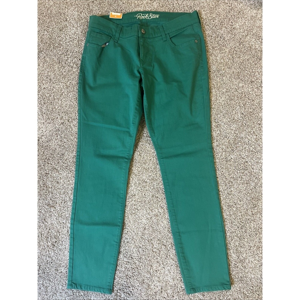 Old Navy Rockstar 12 Youth Super Skinny Lower Rise Stretch Green Jeans Girls